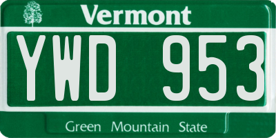 VT license plate YWD953