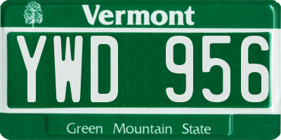 VT license plate YWD956