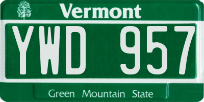 VT license plate YWD957