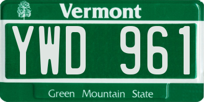 VT license plate YWD961