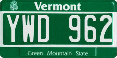 VT license plate YWD962