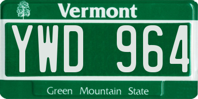VT license plate YWD964