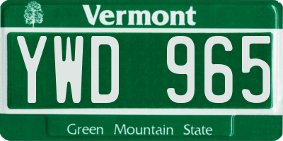 VT license plate YWD965