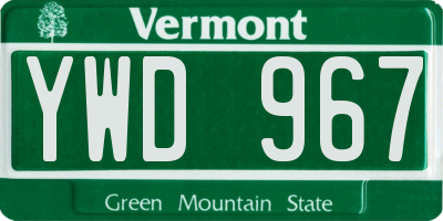 VT license plate YWD967