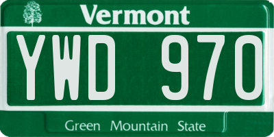 VT license plate YWD970