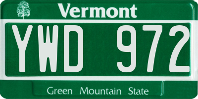VT license plate YWD972