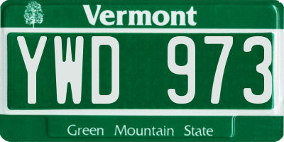 VT license plate YWD973