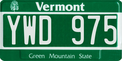 VT license plate YWD975
