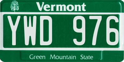 VT license plate YWD976