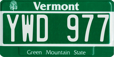 VT license plate YWD977