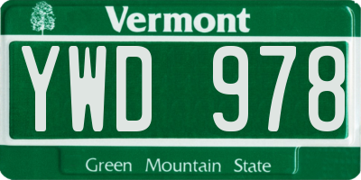 VT license plate YWD978