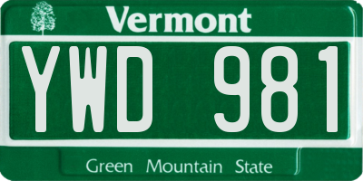 VT license plate YWD981