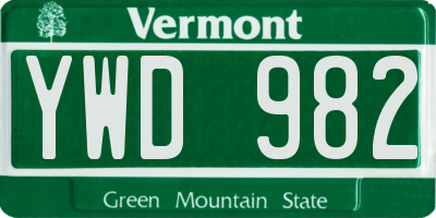 VT license plate YWD982