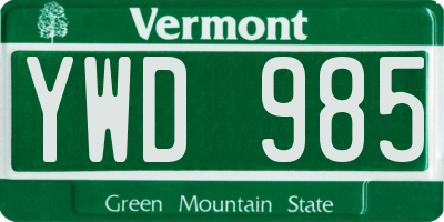 VT license plate YWD985