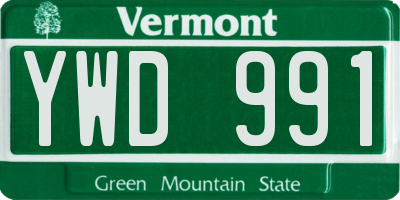 VT license plate YWD991