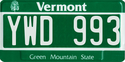 VT license plate YWD993