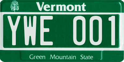 VT license plate YWE001