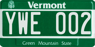VT license plate YWE002