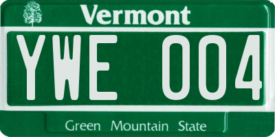 VT license plate YWE004