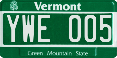 VT license plate YWE005