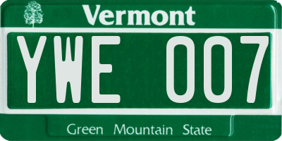 VT license plate YWE007