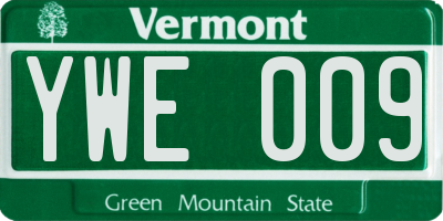 VT license plate YWE009
