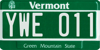 VT license plate YWE011