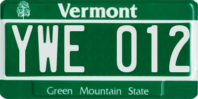 VT license plate YWE012
