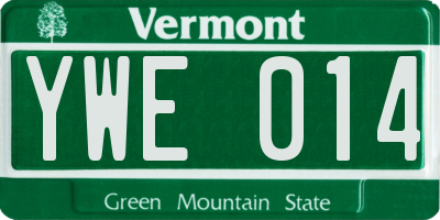 VT license plate YWE014