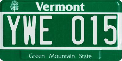 VT license plate YWE015