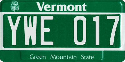 VT license plate YWE017