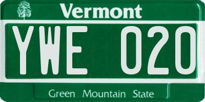 VT license plate YWE020