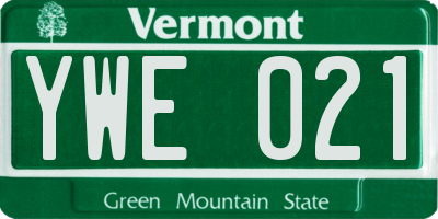 VT license plate YWE021