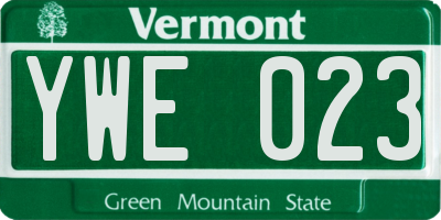 VT license plate YWE023