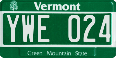 VT license plate YWE024