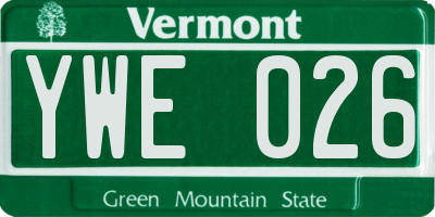 VT license plate YWE026