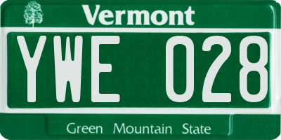VT license plate YWE028
