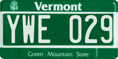 VT license plate YWE029