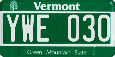 VT license plate YWE030