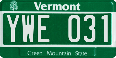 VT license plate YWE031