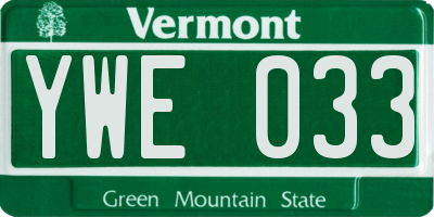 VT license plate YWE033