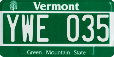 VT license plate YWE035