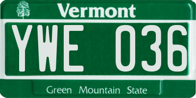 VT license plate YWE036