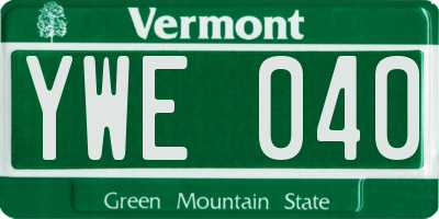 VT license plate YWE040