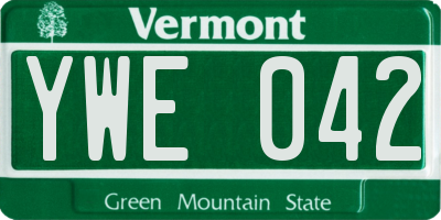 VT license plate YWE042