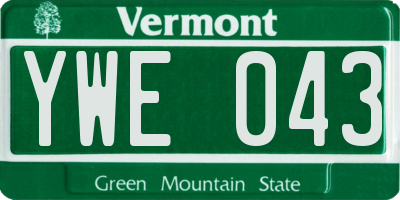 VT license plate YWE043