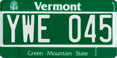 VT license plate YWE045
