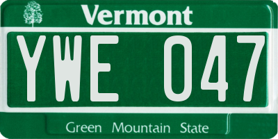 VT license plate YWE047