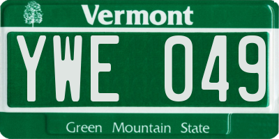 VT license plate YWE049