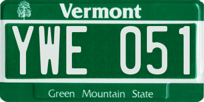 VT license plate YWE051